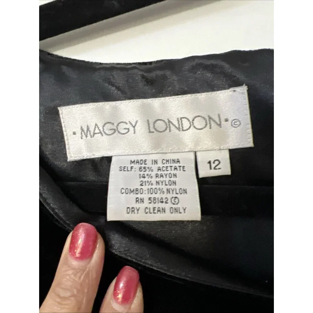 Maggy London Velvet Short Sheer Sleeve Dress‎ Size 12 Preppy Fairygrundge Gothic
